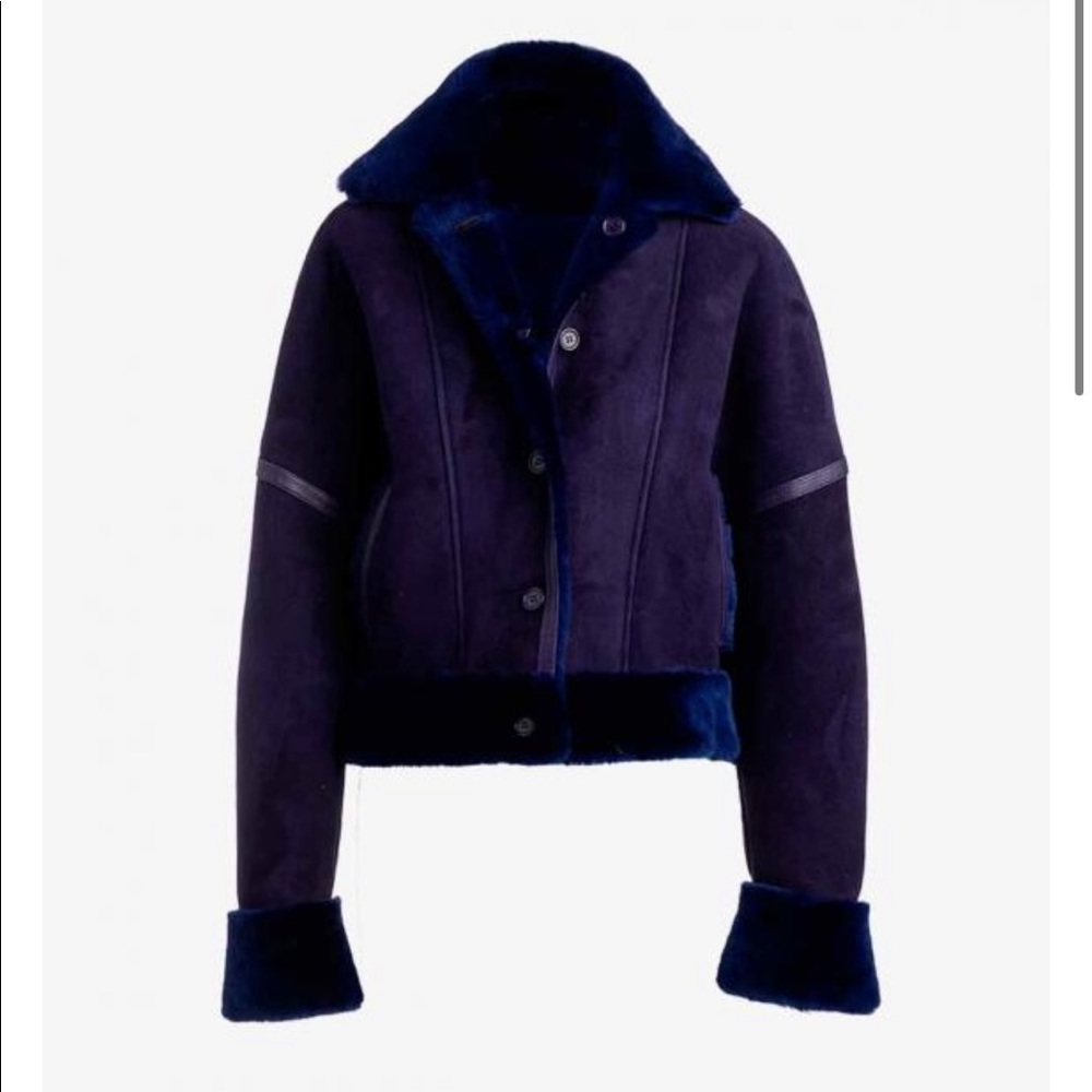 Arjé Jupiter shearling coat in cobalt- NEW (never worn)